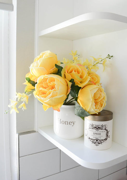 Admired By Nature 9 Stem Artficial Flowers English Rose Rose Bud Spring Wedding Bouquet for Bride Bridesmaid, Centerpieces Floral Arrangement Home...