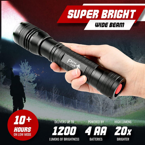 PeakPlus High Powered LED Flashlight LFX2000, Brightest High Lumen Light with 5 Modes, Zoomable and Water Resistant, Best Flashlights for Camping,...