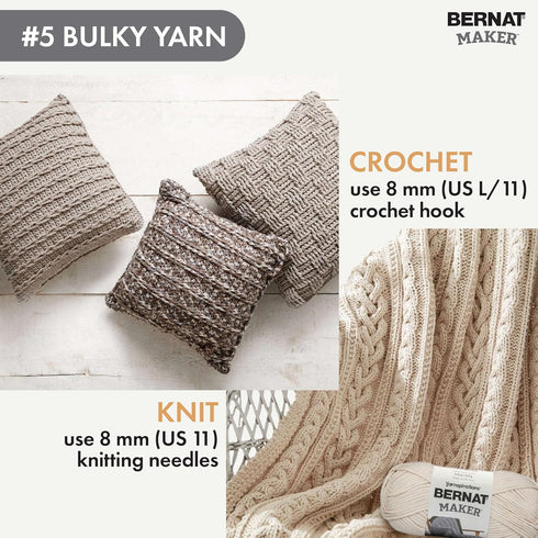 Bernat Maker Black Yarn - 2 Pack of 250g/8.8oz - 72% Cotton 28% Nylon - #5 Bulky - 290m/317Yards - for Knitting, Crochet and Amigurumi......