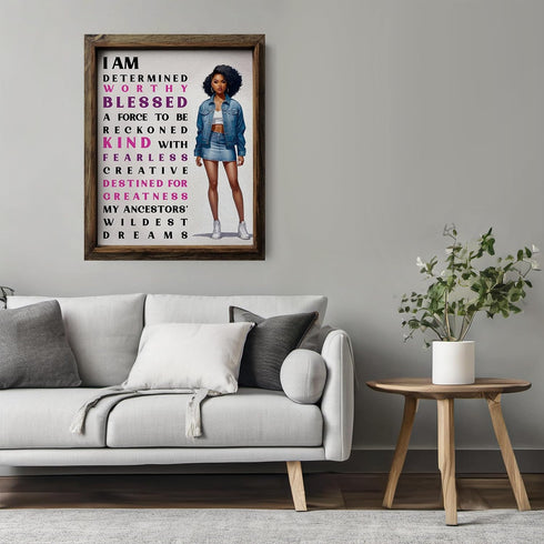 Posterizer 1 pcs-Ethnic African American Women-Positive Quote-Afro-American Art Collection-Inspirational Women's Art-decor for Girls, Teens Bedroo...