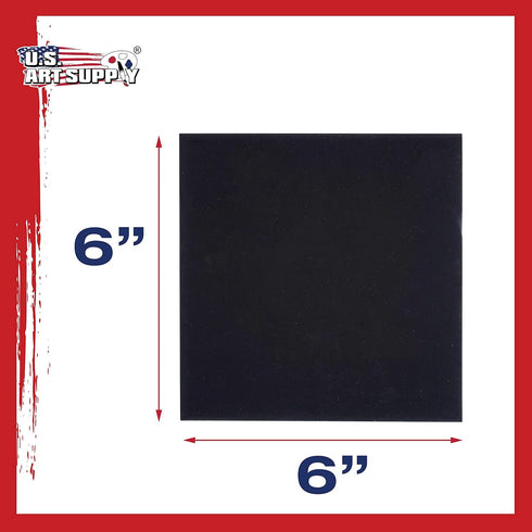 US Art Supply 6 X 6 inch Black Professional Artist Quality Acid Free Canvas Panels 6-Pack (1 Full Case of 6 Single Canvas Panels)...
