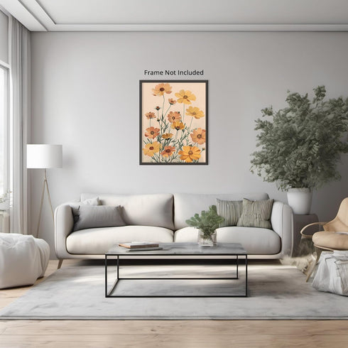 Posterizer 1 pcs-dainty yellow wild flowers-minimalist aesthetic-Floral & Botanical Art-Abstract & Modern Art-Decor for Home & Office- UNFRAMED Wa...