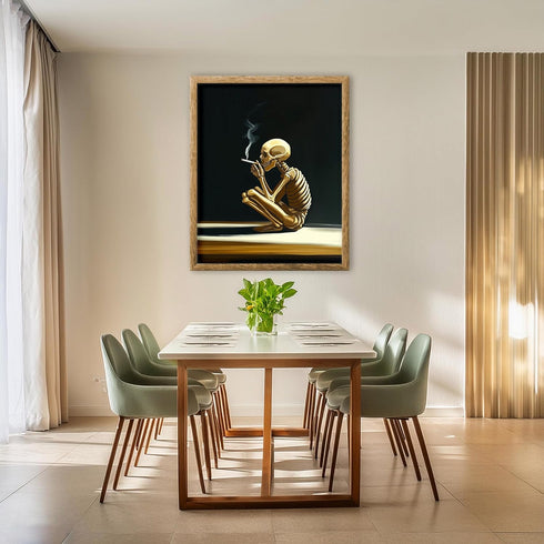 Posterizer 1 pcs-skeleton smoking on the porch-holloween decor 3-Gothic Art- Gift for Men Women Entrepreneur Teens -Living Room Bedroom Decor- unf...