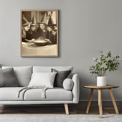 Posterizer 1 pcs-group of witches around their cauldron-for occult lovers-Gothic Art-Photography Art-Gift for Steampunk or Goth Fans- unframed wal...