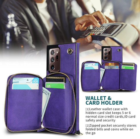 Asuwish Phone Case for Samsung Galaxy Note 20 Ultra 5G Wallet Cover with Screen Protector and Zipper Card Holder Slot Stand Leather Note20 Plus No...