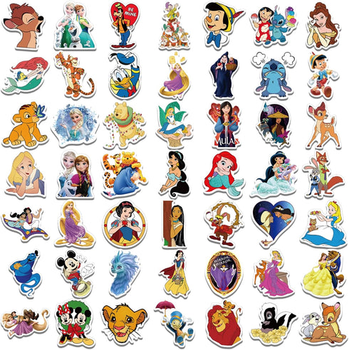 100Pcs Disney Princess Character Themed Waterproof Stickers for Gifts Water Bottles Cup Laptop Phone Guitar Car Motorcycle Bike Skateboard Luggage...