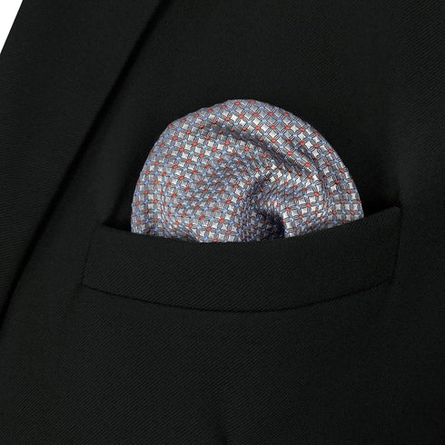 S&W SHLAX&WING Mens Pocket Square Patterned Multicolor Grey Blue Handkerchiefs Large Size...