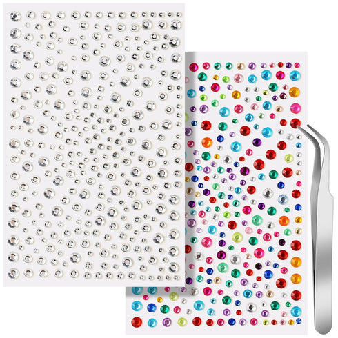Teenitor Face Gems Self Adhesive Face Rhinestone Face Jewels, 650pcs Makeup Rhinestones, Stick On Rhinestones for Makeup, Gems for Face, Hair, Bod...