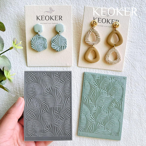 KEOKER Polymer Clay Texture Sheets, Clay Texture Mat for Making Earrings Jewerly, Polymer Clay Earrings Tools (A+B+C)...