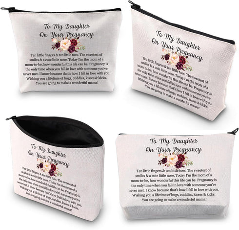 Pregnancy Daughter Makeup Bag with Waterproof Canvas and Zipper Closure...