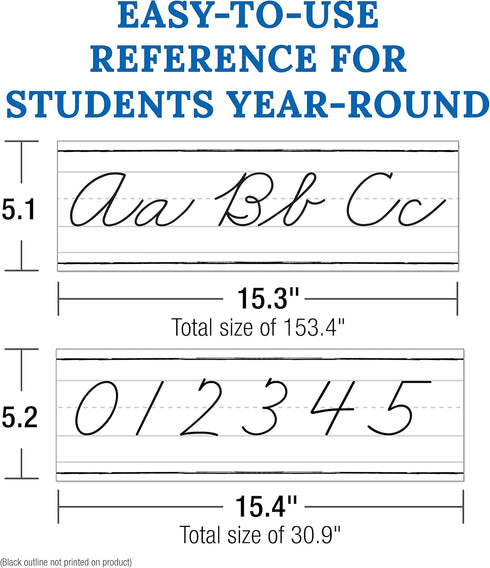 Carson Dellosa 39-Piece Farmhouse Cursive Alphabet and Number Line Bulletin Board Set, Cursive Alphabet Wall Strip and Number Line, Cursive Classr...