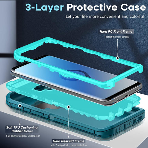 LeYi Compatible for Galaxy S9 Case, Samsung Galaxy S9 Case, 3 in 1 Full Body Shockproof Rubber Dustproof Rugged Defender Protection Case Samsung G...