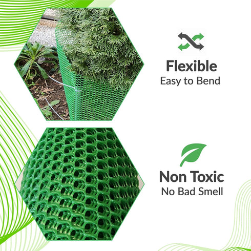 Upgraded Plastic Chicken Wire Fence Mesh - 15.7IN x 10FT- Black/Green/White Colors - Hexagonal Fencing for Gardening - Poultry Netting, Floral Net...