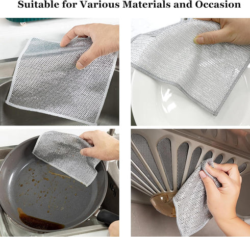 Multipurpose Non-Scratch Wire Dishcloth, Reusable Wire Dish Towel for Wet and Dry Wire Dishcloth for Dishes Sinks Counters Tops of Stoves, 2024 Ne...