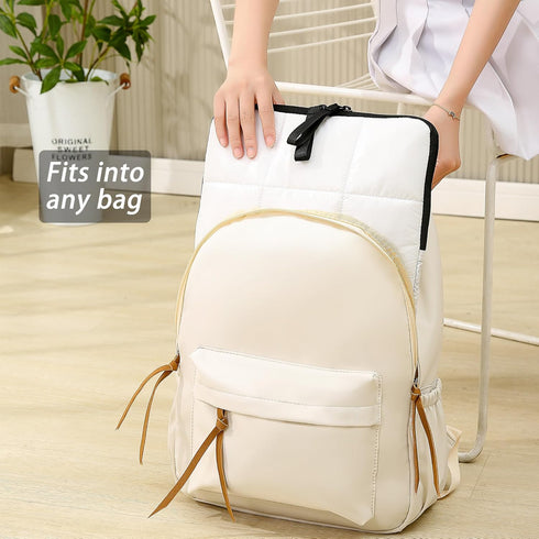 Puffy Laptop Sleeve 15-16 Inch White, Waterproof Carrying Case Bag for Women, Fluffy Computer 15.6 HP Case, Compatible with MacBook Pro 16 Inch, M...