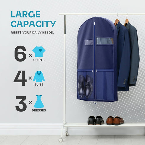 Garment Bags for Travel and Closet Storage with Zipper Pocket, Heavy Duty Waterproof Hanging Suit Bag with Handles for Suits, Coats, Jackets, Shir...