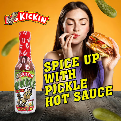KICKIN' Spicy Pickle Hot Sauce - 5 oz - Premium Gourmet Jalapeno Hot Sauce for Chicken Wings and Burgers–Perfect Stocking Stuffers or Christmas Gi...