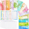 12PCS PVC A6 Binder Pockets + 12PCS Monthly Expense Tracker Budget Sheets, Clear Zipper Cash Envelopes for Budgeting, 6-Hole Planner Binder Insert...
