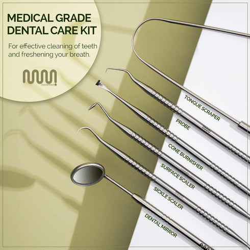 6 Pack Dental Tools Teeth Cleaning Kit, Plaque Tartar Remover for Teeth and Oral Care for Adults, Kids and Pets, includes Tongue Scraper, Mirror, ...