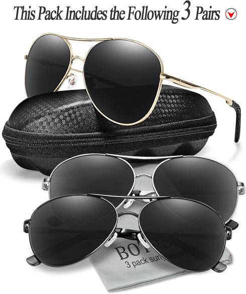 BOTPOV Aviator Sunglasses for Men Women Polarized UV400 Protection Mirrored Lens Metal Frame with Spring Hinges…...