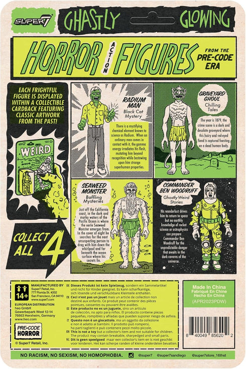 Super7 Pre-Code Horror Reaction W3 - Black Cat Mystery - Radium Man(Glow) Action Figure Classic Collectibles and Retro Toys...