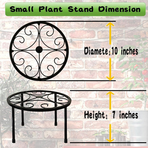 Plant Stand Indoor Outdoor Set of 1, Retro Design 10'' Round Plant Rack, Rust-proof Coated Metal Plant Stand, Heavy Duty Flower Pot Stands Outdoor...