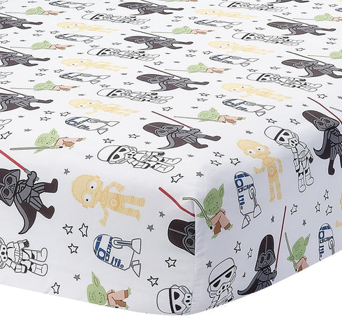 Lambs & Ivy Star Wars Classic Polyester Fitted Crib/Toddler Sheet - Yoda/Darth Vader...