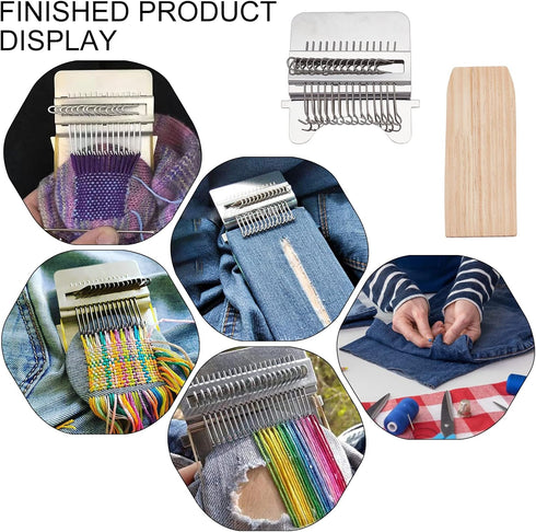 arricraft Wood Knitting Looms, Wooden Weaving Frame Loom Mini Household Mending Loom Weaving Loom Kit with Pin Rubber Findings for Quickly Mending...