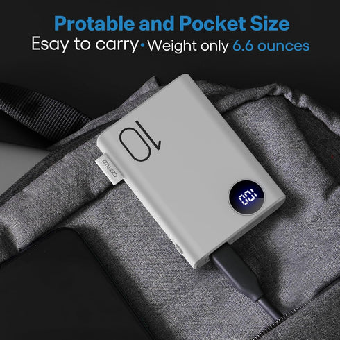 5V 2A Power Bank for Heated Vest, Pocket Size 10000mAh Heated Jacket Battery Pack, LCD Display Portable Charger for Heated Coat,Heated Pants,Heate...