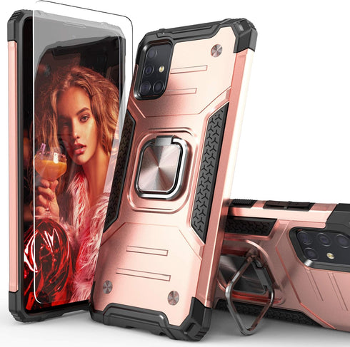 for Galaxy A71 5G Case with Screen Protector,Shockproof Drop Test Slim Fit Case with Car Mount Kickstand Lightweight Protective Cover for Galaxy A...