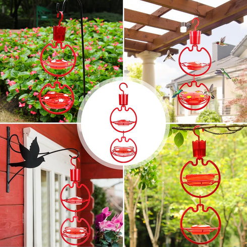 ORIENTOOLS Hummingbird Feeders for Outdoors Hanging 13oz Plastic Humming Birds Feeders with Ant Moat friendly to nature and Wild Birds with 7 Flow...