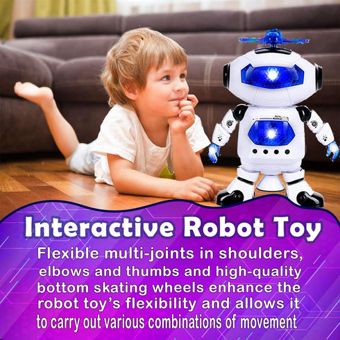 Toysery Walking Robot Toys for Kids - 360° Body Spinning Dancing Robot Toy with LED Lights Flashing and Music, Smart Interactive Electronic Kids R...