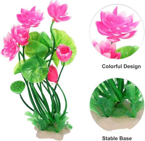 VOCOSTE 1pcs Fish Tank Aquarium Decorations Plants, Mini Aquarium Decorations PE Ceramics Plants for Aquarium Decorations, Pink 8.27"...