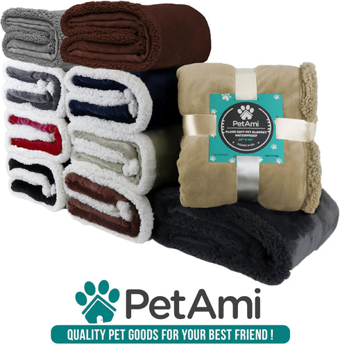 PetAmi Waterproof Dog Blanket for Small Medium Dog, Pet Puppy Blanket Couch Cover Protection, Sherpa Fleece Cat Blanket Couch Sofa Bed Furniture P...