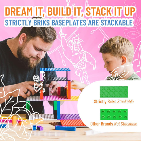 Strictly Briks Classic Big Briks Stackable Baseplates, Large Pegs for Ages 3 and Up, 100% Compatible with All Major Brands, Green, 1 Piece, 13.75"...