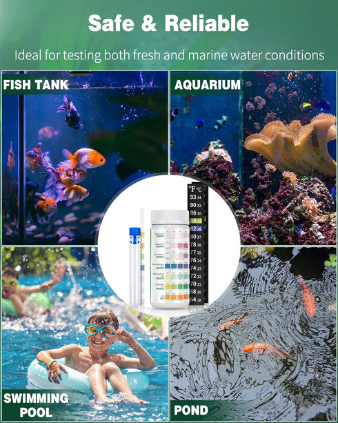 Pawfly 7 in 1 Aquarium Test Strips, 100 Strips Fish Tank Testing Strips for pH Chlorine Nitrate Nitrite Carbonate Hardness Total Alkalinity Water ...