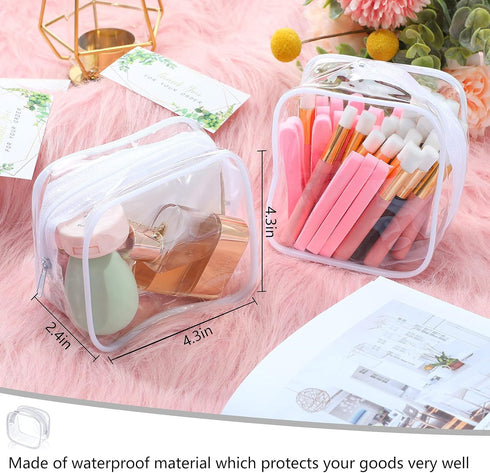 6 Pieces Clear Toiletry Makeup Bag Mini Small PVC Travel Bag, Waterproof PVC Plastic Travel Cosmetic Bag with Zipper Portable Cosmetic Makeup Bag ...