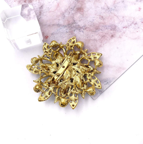 LAXPICOL Vintage Women's Austrian Crystal Elegant Flower Brooch Wedding Broach Pin...