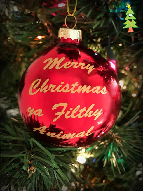 Tree Buddees Merry Christmas Ya Filthy Animal Glass Christmas Ornament...