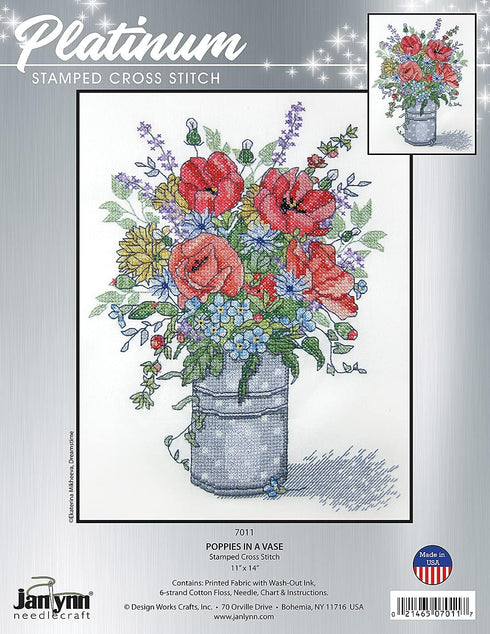 Janlynn Stamped Cross Stitch Kit, Poppies...