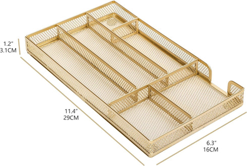 Annova Desk Drawer Organizer Tray for Office Organization - Metal Mesh - Storage Tray with Dividers for Pens, Desktop Accessories, Bathroom, Kitch...