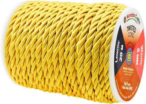Mandala Crafts Gold Twisted Cord Trim Decorative Rope for Crafts - Braided Gold Rope Trim for Upholstery Cording Handfasting Graduation Cord...