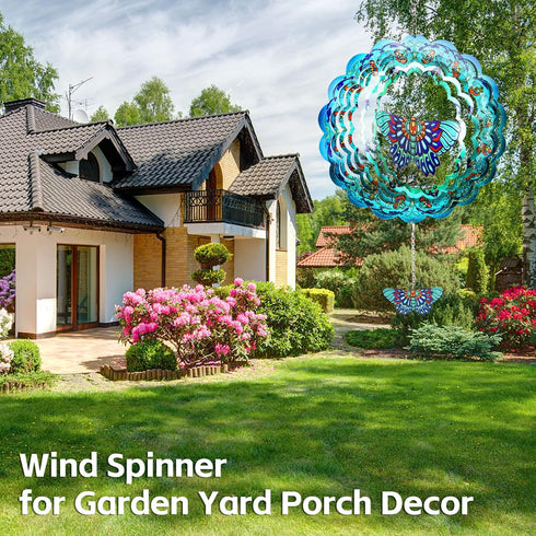 N&T NIETING Butterfly Wind Spinners Outdoor- 3D Garden Metal Wind Spinner, Large Hanging Wind Sculptures for Mom Women Mothers Gift, Outdoor Yard ...