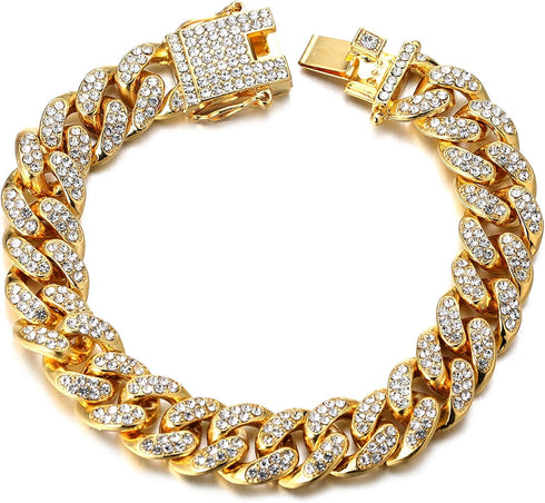 Halukakah Diamonds Gold Watch Iced Out,Women's 18K Real Gold/Platinum White Gold Plated 36MM Width Green/Blue/Red Dial Quartz Wristband 8" with Cu...