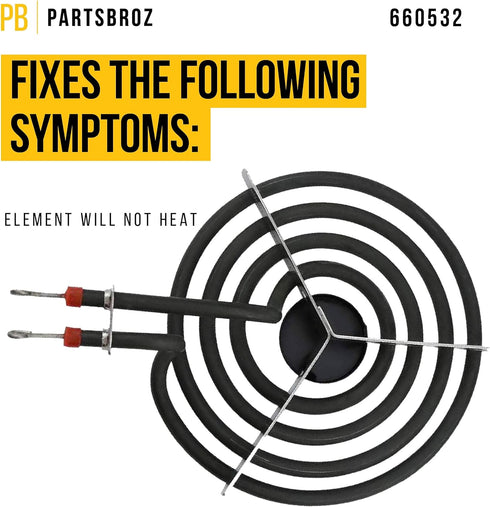 WP660532 Coil Replacement For Whirlpool Stove Range 660532 6 Inch Surface Element AP6010189 FES310BL1 RF263LXTB3 RF365PXMQ0 RF261PXST0 RF261PXST1 WFC150M0EB1 RF365PXMW0 RF263LXTQ0 RF315PXGW0