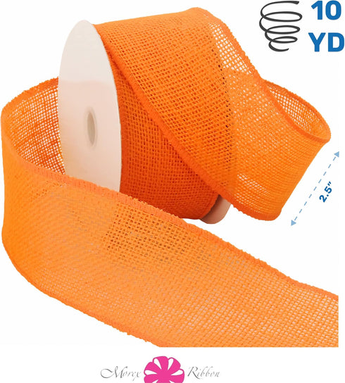 Morex Natural Burlap Wired Ribbon for Decorations, Holidays, Parties, Home and Outdoor Decor, 2.5" x 10 Yd, Orange...