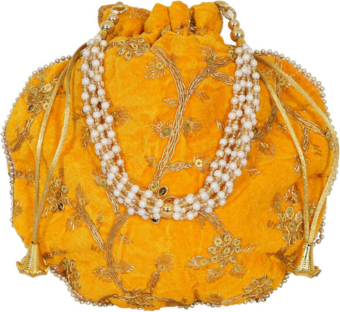 Radharani Arts 01 PC Women Handicrafts and jewellery Designer Velvet Potli Bags or Wristlets or rajasthani batwa for Wedding & Parties, Best for g...