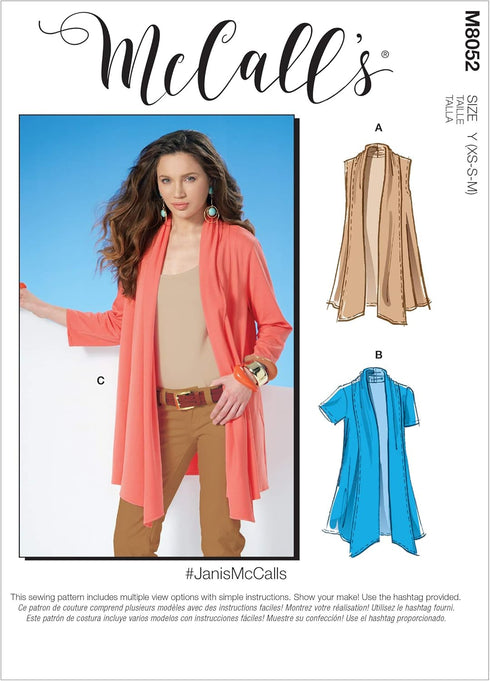 McCall's Pattern M8052Y Misses' Shawl Collar Cardigans Y (XSM-SML-MED), Various...