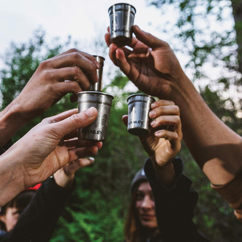 Stanley Adventure Pre-Party Nesting Shot Glass Set | 4 Shot Glasses in Travel Carrying Case | 2 oz Stainless Steel Shooters | BPA-Free | Matte Bla...
