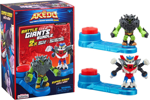 Akedo - Ultimate Arcade Warriors Battle Giants Versus Pack - Scratch-Atron VS Tonk - Mini Battling Action Figures Ready, Fight, Split Strike...